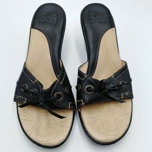 Sofft Black Leather Upper Slide Sandals 1.5 Inch